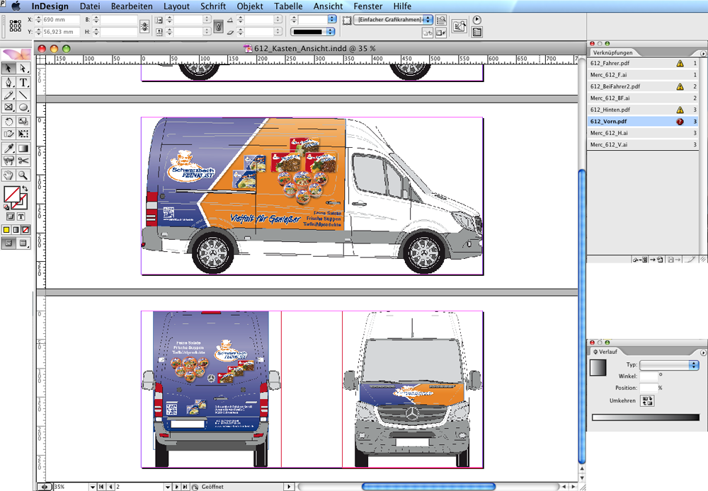 Layouts von Schwarzbachs-Kühlwagen